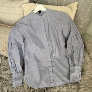 Ann Taylor Light Gray Casual Button-Down Shirt